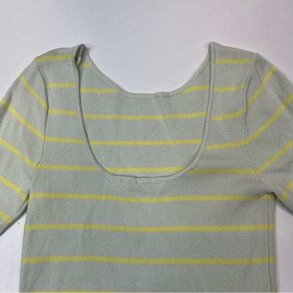 Zara striped cropped sweater light green & yellow - large - Picture 7 of 10
